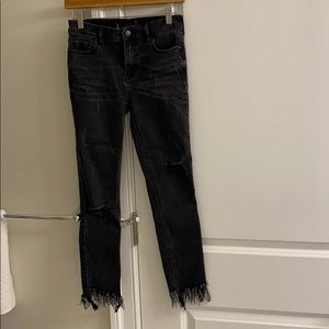 free people black fringe jeans